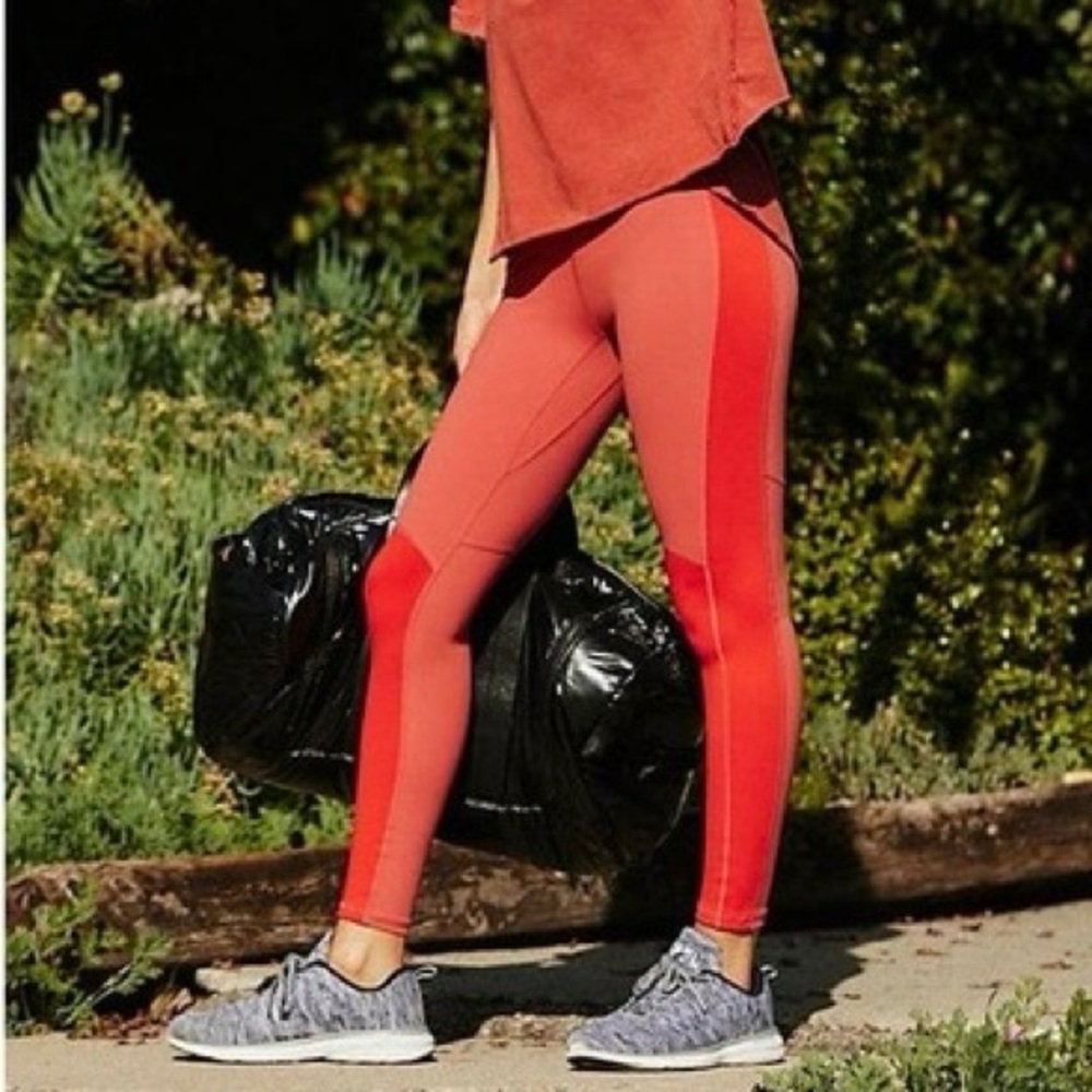 Free People‎ Fp Movement Make a Move Orange Red Panel Leggings